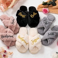 Pantuflas Personalizadas para Novia para el Día de la Boda, Pantuflas Suaves y Afelpadas con Nombre Personalizado para Despedida de Soltera, Regalos para Despedida de Soltera