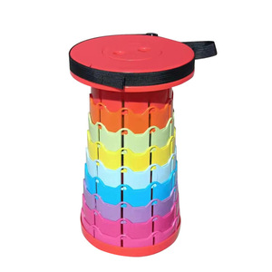 Round Small Retractable Plastic <b>Stool</b> Chair Outdoor Camping Plastic Telescopic <b>Portable</b> Folding Collapsible <b>Stool</b> - Product Image 2
