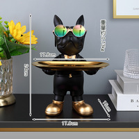 Plateau de bouledogue français noir moderne nordique personnalisé décoration de bureau de maison en résine créative pour la décoration de salon