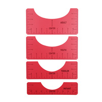 Guide de règle d'alignement de T-Shirt transparent 4 pièces Kit de couture Instrument de dessin en plastique technique pour le placement de chemise