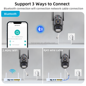 Hongnaer 9mp trong nhà ngoài trời thông minh video giám sát không dây mạng PTZ camera icsee 3 ống kính 360 IP CCTV Wifi Camera An Ninh - Product Image 3