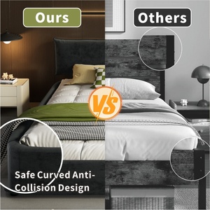 Letto King Size Imbottito in Ciniglia con <span class=keywords><strong>Testiera</strong></span> Oversize Imbottita <span class=keywords><strong>e</strong></span> Rimovibile - Product Image 5