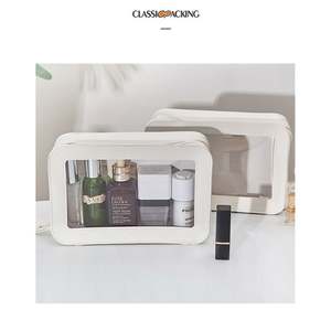 Sac cosmétique transparent en PVC personnalisé, sac de voyage étanche, boîte à maquillage transparente en PVC, sac de toilette personnalisé, sac à maquillage en cuir PU personnalisé - Product Image 1