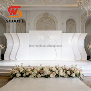 SMOOTH Custom Luxury White Wedding Stage <b>Backdrop</b> Panel Acrylic Wave Party Acrylic PVC Arch <b>Backdrop</b> <b>Stand</b> - Product Image 1