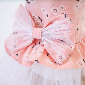 Fabricante al por mayor Rosa gris sol flor hecho a mano Bowknot ropa para mascotas vestido para perros - Product Image 5