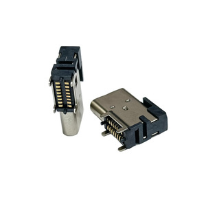 Connecteur USB Type C 16 broches femelle à montage latéral, 7,9 mm, à double rangée, avec bornes à souder et pinout encastré - Product Image 3