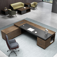 Bureau de direction en forme de L en bois de noyer de style traditionnel moderne, facile à assembler, durable, design écologique pour les gestionnaires