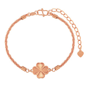 Bracciale Artivelle Trendy Jewelry in acciaio inossidabile placcato oro 18 carati con chiusura a S in titanio, design a <span class=keywords><strong>quadrifoglio</strong></span> inciso <span class=keywords><strong>al</strong></span> laser. - Product Image 5