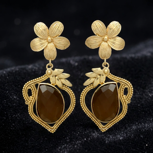 Pendientes Largos Clásicos de Latón Dorado, Hechos a Mano, Chapados en Oro, Estilo Étnico, Regalo de Compromiso - Product Image 2