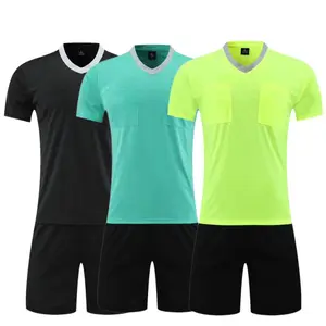 Şort ile profesyonel yargıç gömlek futbol hakem üniforma erkekler futbol hakem forması Set kısa kollu futbol hakem üniforma