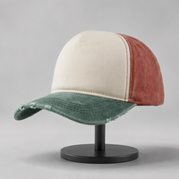 Vintage Acid Washed Distressed Soft Top 5 Panel Katoenen Baseballpet Verstelbaar Met Sponsvoering Ademend Gebogen Klep Sportpetten