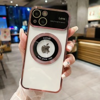 Étui de téléphone magnétique fin en TPU mat pour iPhone 15/14/15 Pro/15 Pro Max/Design de luxe, grande fenêtre, antichoc, anti-chute