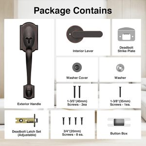 Manija de Puerta Delantera Calzibeno, Bronce Envejecido, Diseño Tradicional de Zinc, Fácil Instalación, Reversible, para Puerta de Entrada - Product Image 6