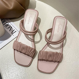 Sandales et mules d'été à talons compensés, dernières tendances, talons épais, escarpins mi-hauts pour femmes, chaussures à talons hauts de créateur avec nœud pour <span class=keywords><strong>femme</strong></span> - Product Image 4