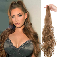Nouveau Style Flexible Wrap Loose Wave Synthétique Doux et Soyeux Pas D'enchevêtrement Pas De Perte De Queue De Cheval Extensions de Cheveux pour les Femmes