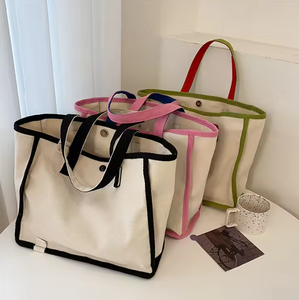 Bolsa de tela ecológica impresa, tela lisa, algodón, lona hecha a mano, bolsa de compras con logotipo personalizado - Product Image 3