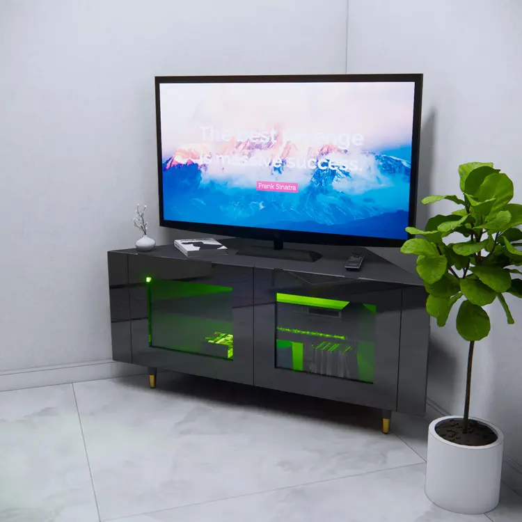 Modern Design Corner Wooden TV Stands Black LED TV Cabinet Unit for Bedroom living room