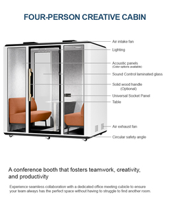 Cabines de bureau acoustiques mobiles modernes insonorisées, cabines té<span class=keywords><strong>l</strong></span>éphoniques portables modulaires avec isolation de 28 dB pour écoles, centres commerciaux, entrepôts et bureaux à domicile - Product Image 2