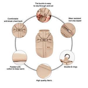 Jaket hewan peliharaan, baju anjing mewah tahan air tahan angin tebal hangat pola polos bernapas musim dingin - Product Image 2