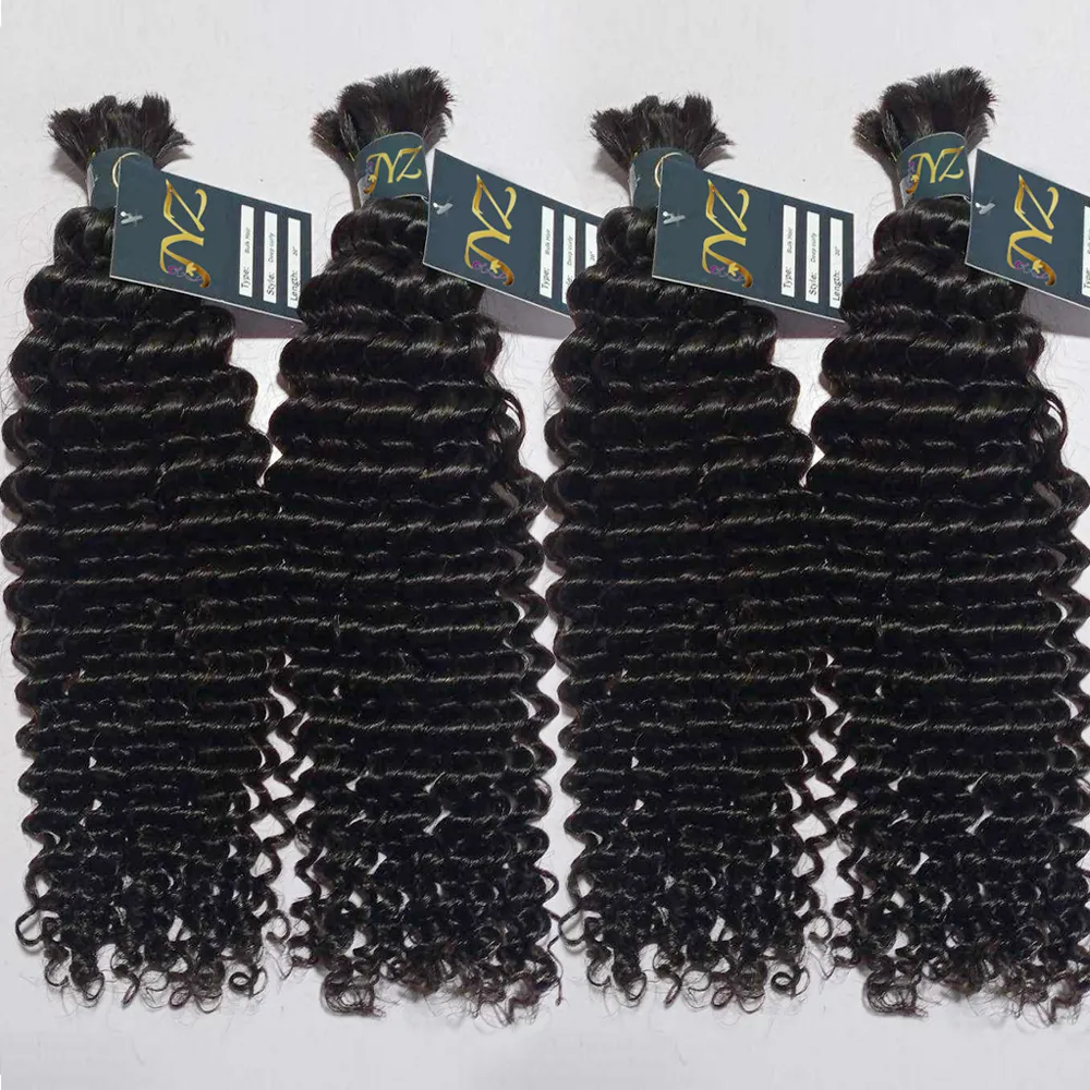 Trenzas Boho pelo profundo rizado cabello humano trenzado virgen cutícula alineada pelo a granel