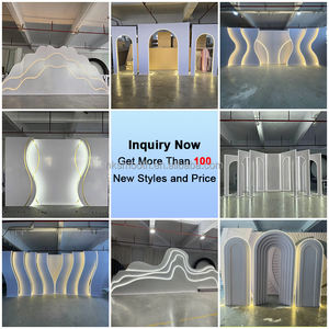 ฉากหลังงานแต่งงานแบบโค้งอะคริลิคสีขาวเรียบหรู ดีไซน์คลื่นลูกคลื่น วัสดุ PVC สำหรับงานเลี้ยงฉลองมงคลสมรส - Product Image 6