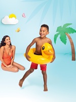 Vente en gros de jouets aquatiques en PVC pour bébé Grand canard jaune Anneau de natation en yacht Anneau gonflable de siège pour enfants Anneau gonflable de siège de canard
