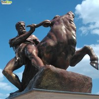 Gran Estatua Clásica de Bronce para Exteriores, Escultura del Héroe Griego Teseo y el Minotauro, Figura de Metal Antigua para Decoración de Jardín