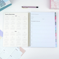Agenda mensual de 80 hojas con encuadernación en espiral personalizada, cubierta de PVC, papel ecológico, impresión de logotipo en lámina dorada, impresión CMYK.