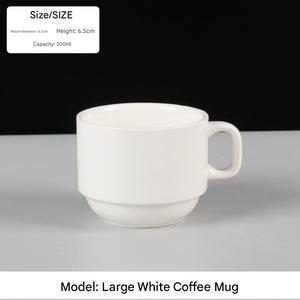 Tasses à café en céramique en vrac, blanches, empilables, pour café, bureau, restaurant - Product Image 5