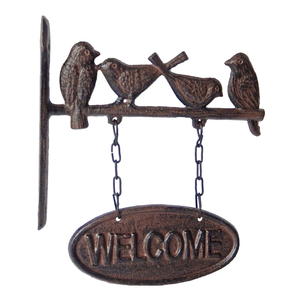 Plaque murale double face Bienvenue Goodbye Plaque murale en fonte <span class=keywords><strong>Oiseaux</strong></span> Cottage Farmhouse Accents - Product Image 2