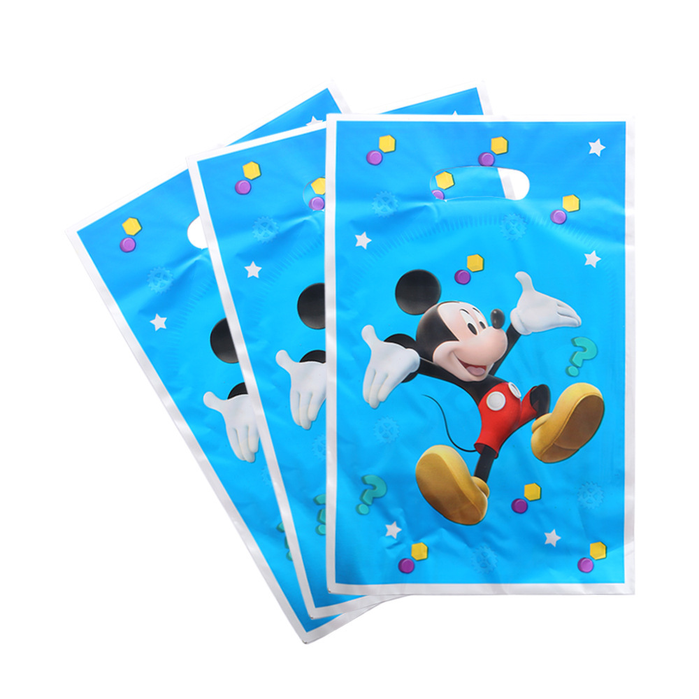 Sac cadeau bleu Mickey, dos - PE - Lot de 10