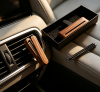 Diffuseur de parfum personnalisé de luxe pour voiture, clip de ventilation, aromathérapie, bande PE, parfum, matériau en bois