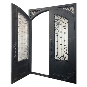 Porte d'entrée en fer forgé, modèle moderne, en fonte, avec verre, porte d'entrée, pour Villa, prix d'usine - Product Image 2