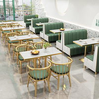 Ensemble de table et de chaises de salle à manger en bois massif moderne pour restaurant, banquette murale