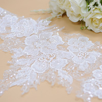 Nouvelle conception de luxe 3d maille de fleur colorée broderie strass dentelle perlée Applique bricolage dentelle garniture de tissu avec paillettes