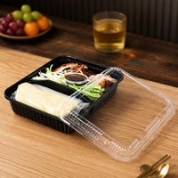 9 "32oz jetable micro-ondable à emporter boîte en plastique PP repas préparé récipient d'emballage à emporter avec couvercle