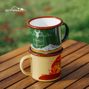Taza de camping cilíndrica CAMPOUT, taza esmaltada para exteriores, diseño creativo y resistente, regalo para amantes de la naturaleza - Product Image 3