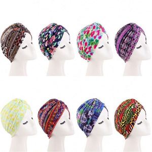 En gros, Foulards de tête multifonctionnels d'extérieur pour femmes, imprimés à motifs, en polyester élastique, styles turban torsadé, bonnet et foulard - Product Image 2