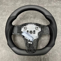 Volante de Fibra de Carbono Personalizado para Tesla Model 3/Y - Estilo Deportivo, Empuñadura de Cuero, Paneles Laterales de Carbono, Reemplazo Directo