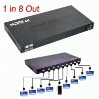 Divisor HDMI 4K 1X8, Divisor de 4 Puertos, 1 Entrada y 8 Salidas para PS4, Cámara, Laptop, PC a TV, Monitor, Pantalla Múltiple