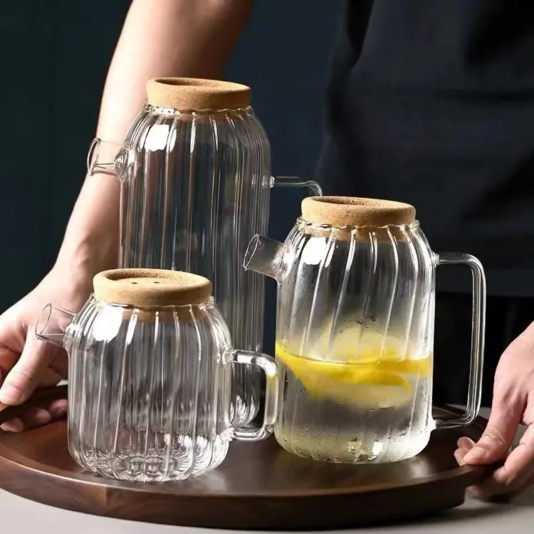 Teko kaca borosilikat tinggi, Set gelas Pitcher air jus Modern tahan panas