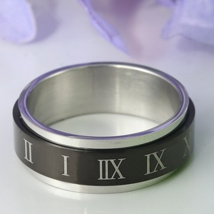yunnique Men's <b>Titanium</b> Steel Rotating Roman Numeral <b>Ring</b> Black Gift Jewelry Geometric Design FY23021 - Product Image 4