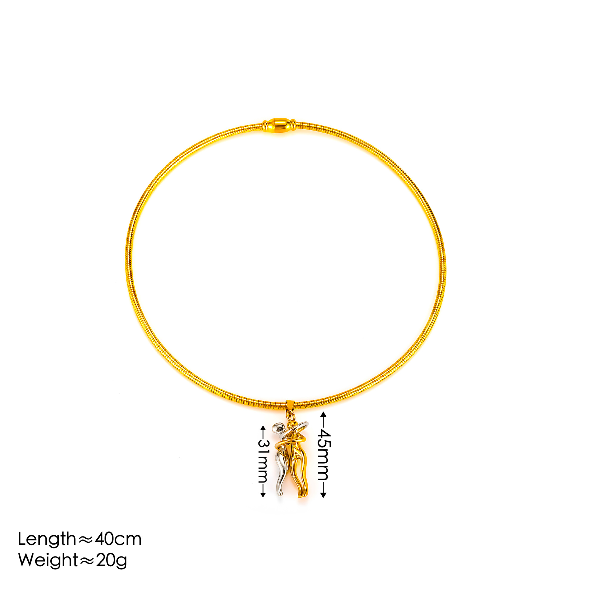 Golden couple hug collar