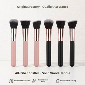 Flat Foundation <b>Brush</b> Synthetic Fiber Bristles Wooden Handle <b>Smooth</b> Liquid Cream Facial Makeup Blending Cosmetic <b>Brush</b> - Product Image 3