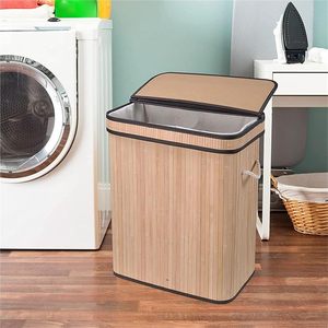 Panier à linge pliable en bambou avec doublure et poignée, idéal pour les supermarchés, à prix abordable et en gros - Product Image 3