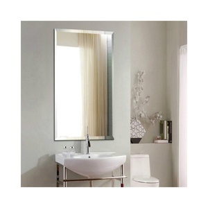 Décoration murale moderne pour salon, chambre, salle de bain, entrée, avec miroir en verre trempé sans cadre à bords biseautés uniques - Product Image 6