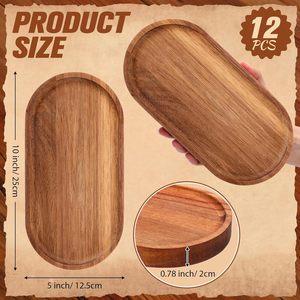 Nampan Sajian Kayu Akasia 10 Inci Oval, Piring Kayu, Papan Sajian Kayu, Piring Charcuterie, Papan Keju Akasia - Product Image 2
