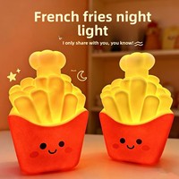 Lampe de chevet en PVC avec design de frites de dessin animé, contrôle tactile, pour dortoir et chambre à coucher, avec batterie intégrée