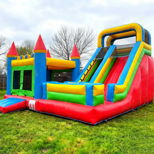 Château gonflable commercial en PVC avec toboggan et zone de saut, pour enfants, parc aquatique extérieur, idéal pour les fêtes - Product Image 4