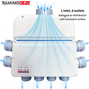 Boîte de distribution d'air en ABS blanc durable et écologique, <span class=keywords><strong>1</strong></span> entrée et 8 sorties, 100x75mm, pour système d'air frais, tuyaux en PE - Product Image 3